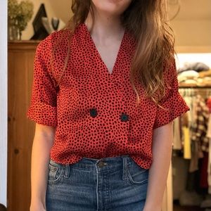 Topshop fun red blouse